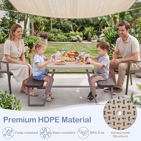 Kids Picnic Table with Benches and Umbrella Seats 4 for Lawn Garden Patio