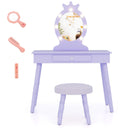 HONEY JOY Kids Vanity Set with LED Lighted Mirror & Stool