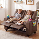 2-Seater Kids Recliner Chair with 2 Cup Holders and 2 Side Storage Pockets