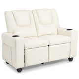 2-Seater Kids Recliner Chair with 2 Cup Holders and 2 Side Storage Pockets