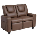 2-Seater Kids Recliner Chair with 2 Cup Holders and 2 Side Storage Pockets