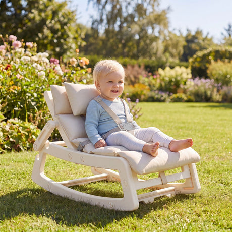 Kids Rocking Chair with Adjustable Backrest & Washable Cushion for 6+ Months