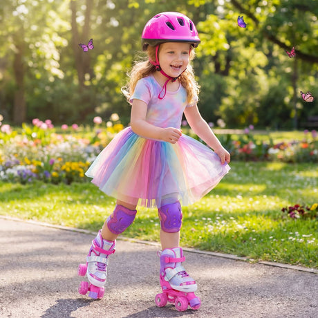 Kids Roller Skates for Toddlers Ages 7-9 with 4 Light-up Wheels for Outdoor Activities