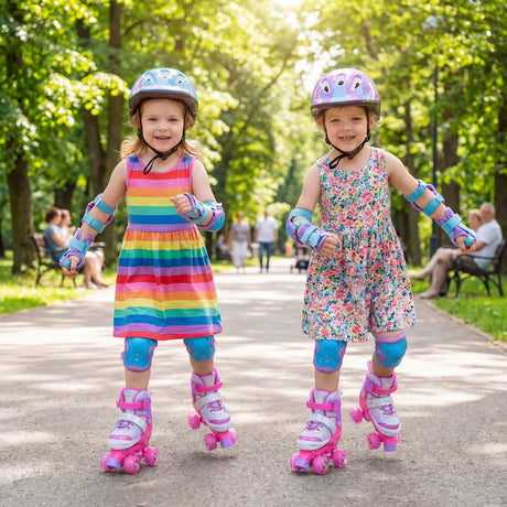 Kids Roller Skates for Toddlers Ages 7-9 with 4 Light-up Wheels for Outdoor Activities