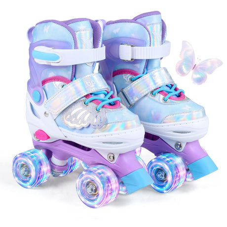 Kids Roller Skates for Toddlers Ages 7-9 with 4 Light-up Wheels for Outdoor Activities