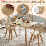 Kids Table and 2 Chairs Set Wooden Activity Table with Curved Spindle Back