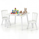 Kids Table and 2 Chairs Set Wooden Activity Table with Curved Spindle Back