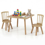 Kids Table and 2 Chairs Set Wooden Activity Table with Curved Spindle Back