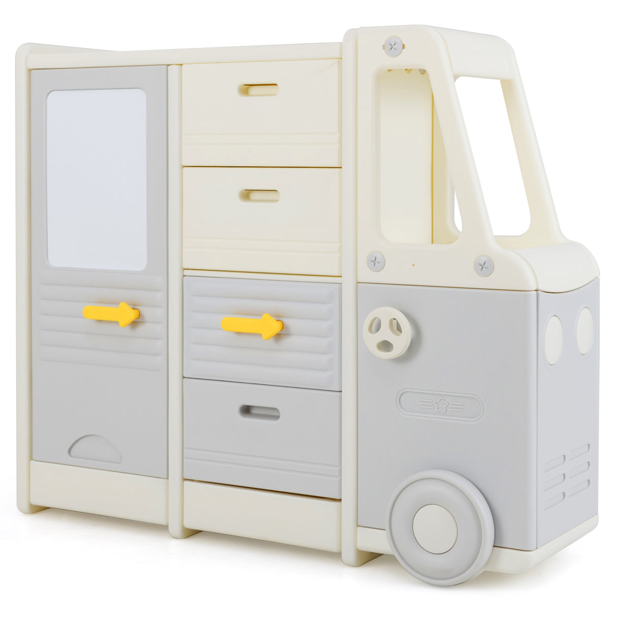 Kids Toy Storage Organizer, Bus-shaped Children Cabinet