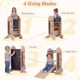 Toddler Learning Tower with Adjustable Height Chalkboard Slide and Safety Rails