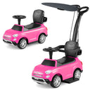 Licensed FIAT 3-in-1 Toddler Ride on Push Car with Canopy