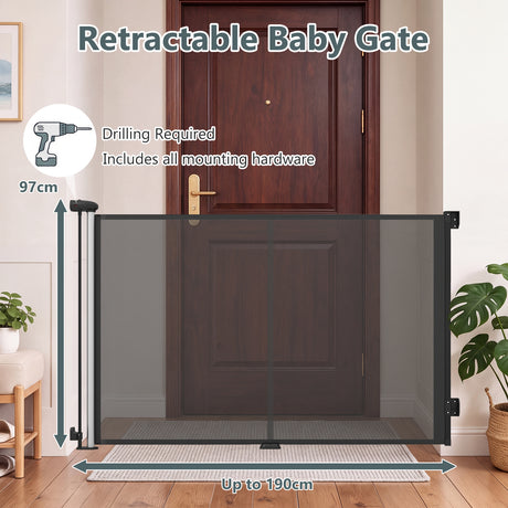 Baby Joy Retractable Safety Barrier for Babies and Dogs
