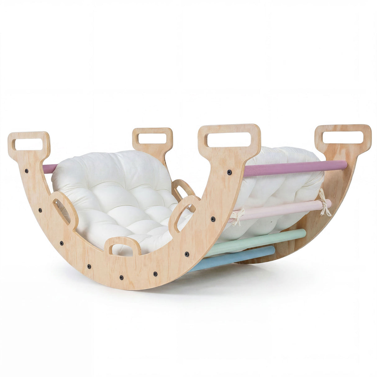 HONEY JOY Kids Climber Arch Rocker with Cushion, 4-In-1 Convertible Wooden Arch Climbing Ladder