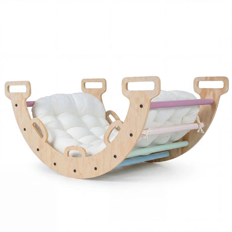 HONEY JOY Kids Climber Arch Rocker with Cushion, 4-In-1 Convertible Wooden Arch Climbing Ladder