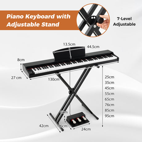 HONEY JOY 88-Key Portable Digital Piano Keyboard with Stand Electric Piano