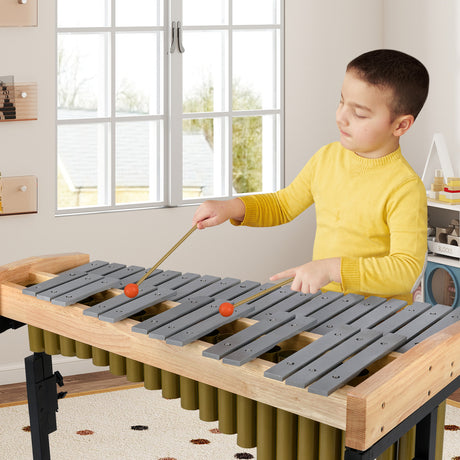 32 Note Marimba, Aluminum Xylophone, Adjustable Stand & Lockable Wheels for Beginners