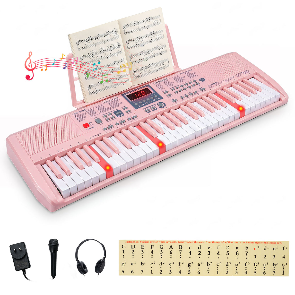 61 Keys Portable Keyboard for Beginners, Electric Piano Keyboard Kit