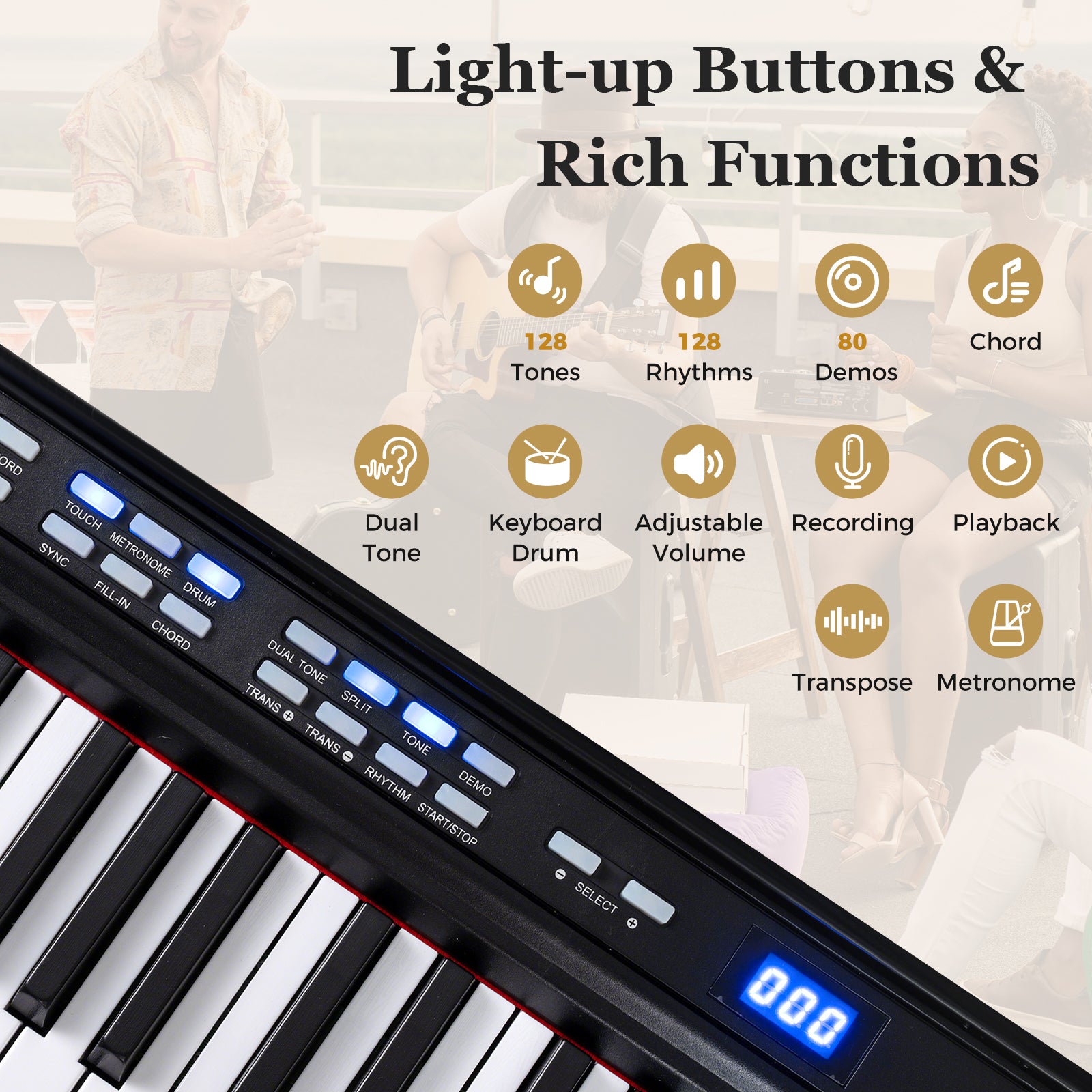 88-Key Electric Piano Keyboard, Digital Piano w/Adjustable Stand