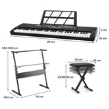 61 Key Keyboard Piano for Beginners w/ Stand, Stool, Lighted Keys