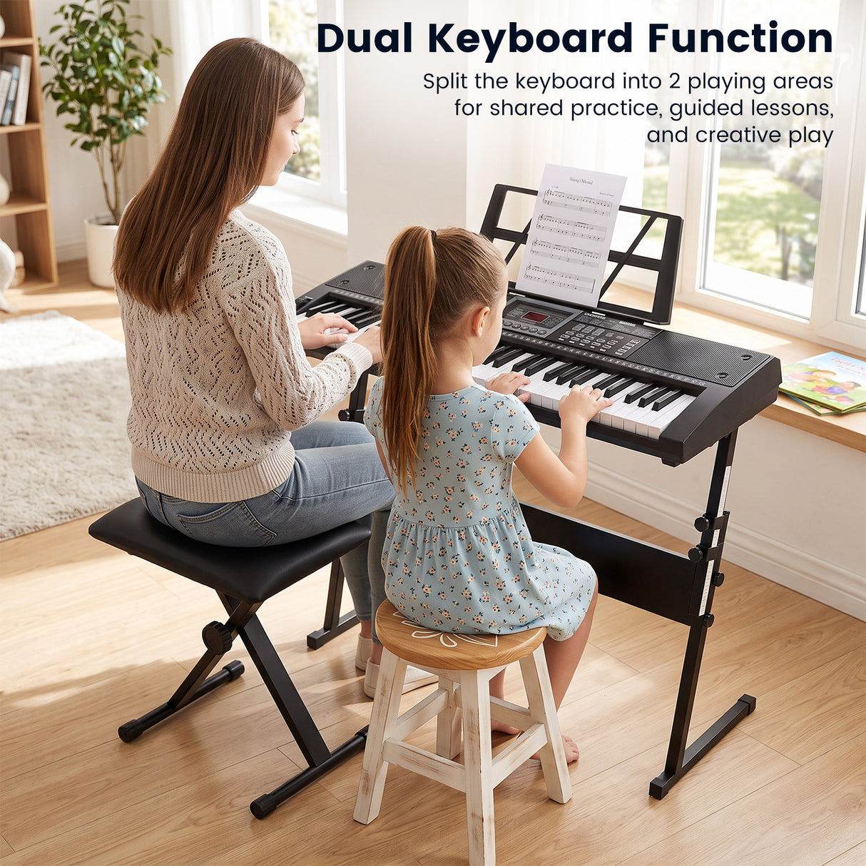 61 Key Keyboard Piano for Beginners w/ Stand, Stool, Lighted Keys