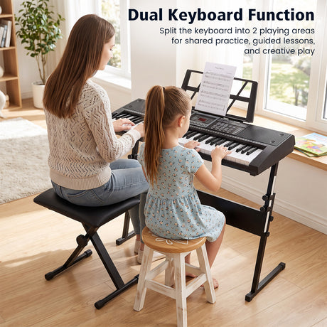 61 Key Keyboard Piano for Beginners w/ Stand, Stool, Lighted Keys