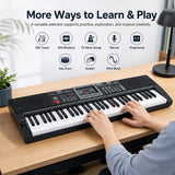 61 Key Keyboard Piano for Beginners w/ Stand, Stool, Lighted Keys