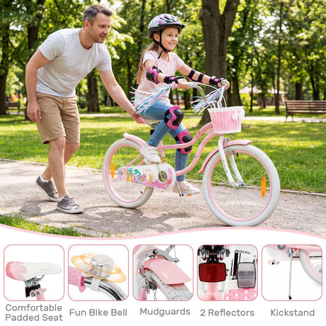 Mermaid Girls Bike with Adjustable Seat and Handlebar for Kids Aged 8+ Years Old