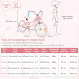 Mermaid Girls Bike with Adjustable Seat and Handlebar for Kids Aged 8+ Years Old