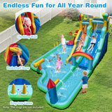 Inflatable Water Park, Wet Dry Combo Bouncy Castle for Birthday Party