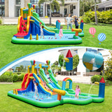 Inflatable Water Park, Wet Dry Combo Bouncy Castle for Birthday Party