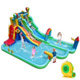 Inflatable Water Park, Wet Dry Combo Bouncy Castle for Birthday Party