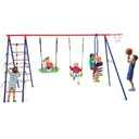 HONEY JOY 6-in-1 Patio Kids Swing Set, A-Shaped Metal Swing Frame