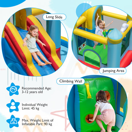 Inflatable Water Slide, Giant Water Park, Outdoor Wet & Dry Combo Bouncy for Yard Lawn