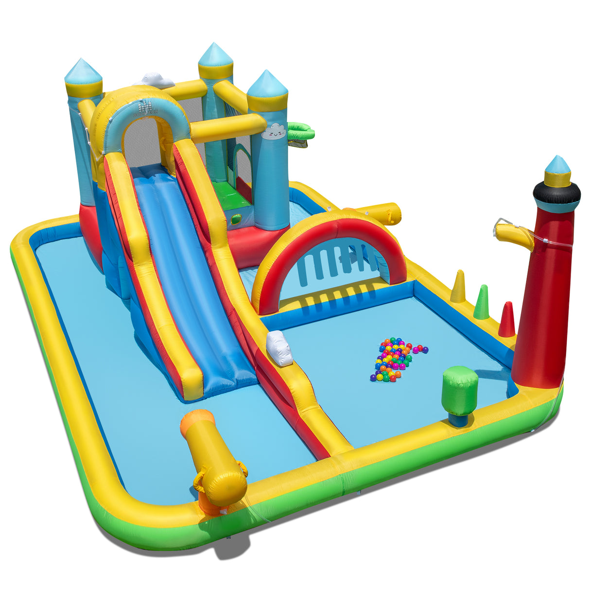 Inflatable Water Slide, Giant Water Park, Outdoor Wet & Dry Combo Bouncy for Yard Lawn