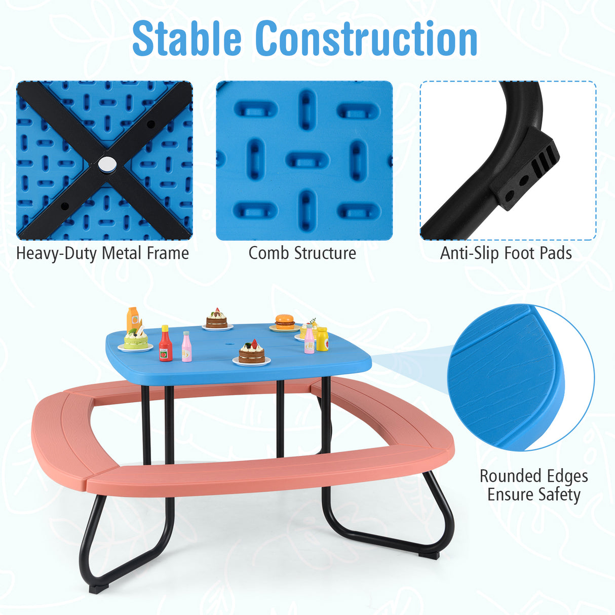 HONEY JOY 8 Person Kids Picnic Table, Outdoor Activity Table
