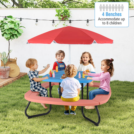 HONEY JOY 8 Person Kids Picnic Table, Outdoor Activity Table