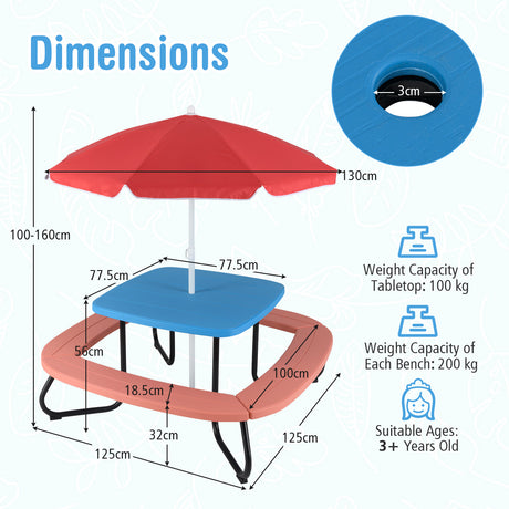 HONEY JOY 8 Person Kids Picnic Table, Outdoor Activity Table