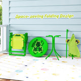 Baby Joy Toddler Outdoor Activity Table with 2 Folding Chairs & a Height Adjustable Umbrella