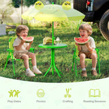 Baby Joy Toddler Outdoor Activity Table with 2 Folding Chairs & a Height Adjustable Umbrella