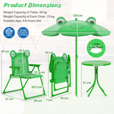Baby Joy Toddler Outdoor Activity Table with 2 Folding Chairs & a Height Adjustable Umbrella