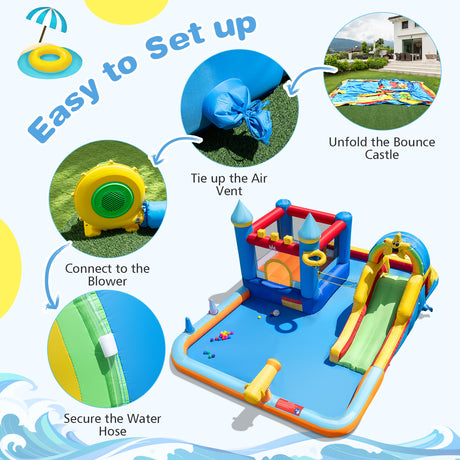 Water Slide Bounce House, Kids Bouncy Castle with Climbing Wall