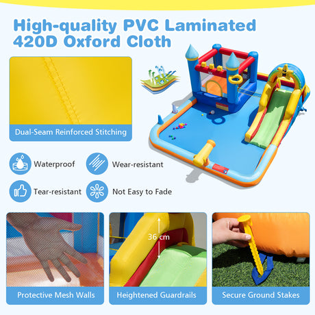 Water Slide Bounce House, Kids Bouncy Castle with Climbing Wall