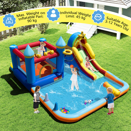Water Slide Bounce House, Kids Bouncy Castle with Climbing Wall
