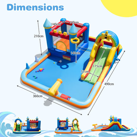 Water Slide Bounce House, Kids Bouncy Castle with Climbing Wall