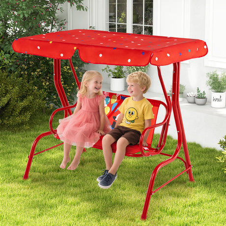 2-Seater Kids Porch Swing, Hanging Patio Swing Bench