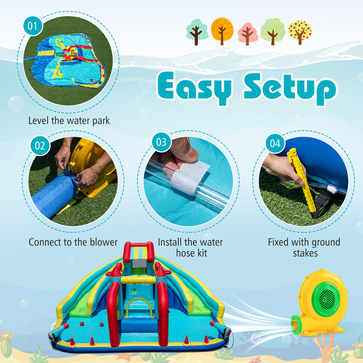 Inflatable Double Water Slide Park, Giant Bouncy Castle