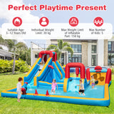 Inflatable Water Park, Water Slide with Climbing Wall Jumping House for Birthday Party