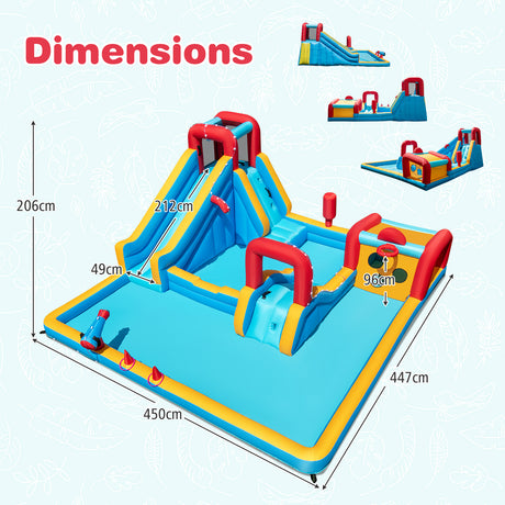 Inflatable Water Park, Water Slide with Climbing Wall Jumping House for Birthday Party