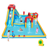Inflatable Water Park, Water Slide with Climbing Wall Jumping House for Birthday Party