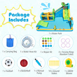 Inflatable Water Slide, Tropical Theme Dual Slide Aqua Park with Splash Pool